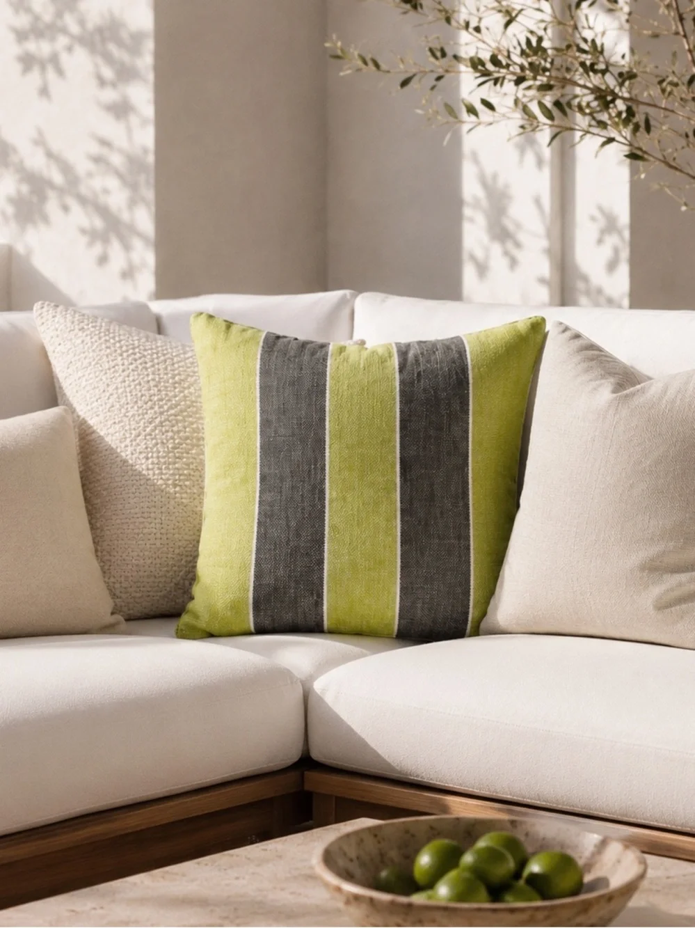 Restoration Hardware Cotton Striped Pillow Cover 20x20 Zip Closure